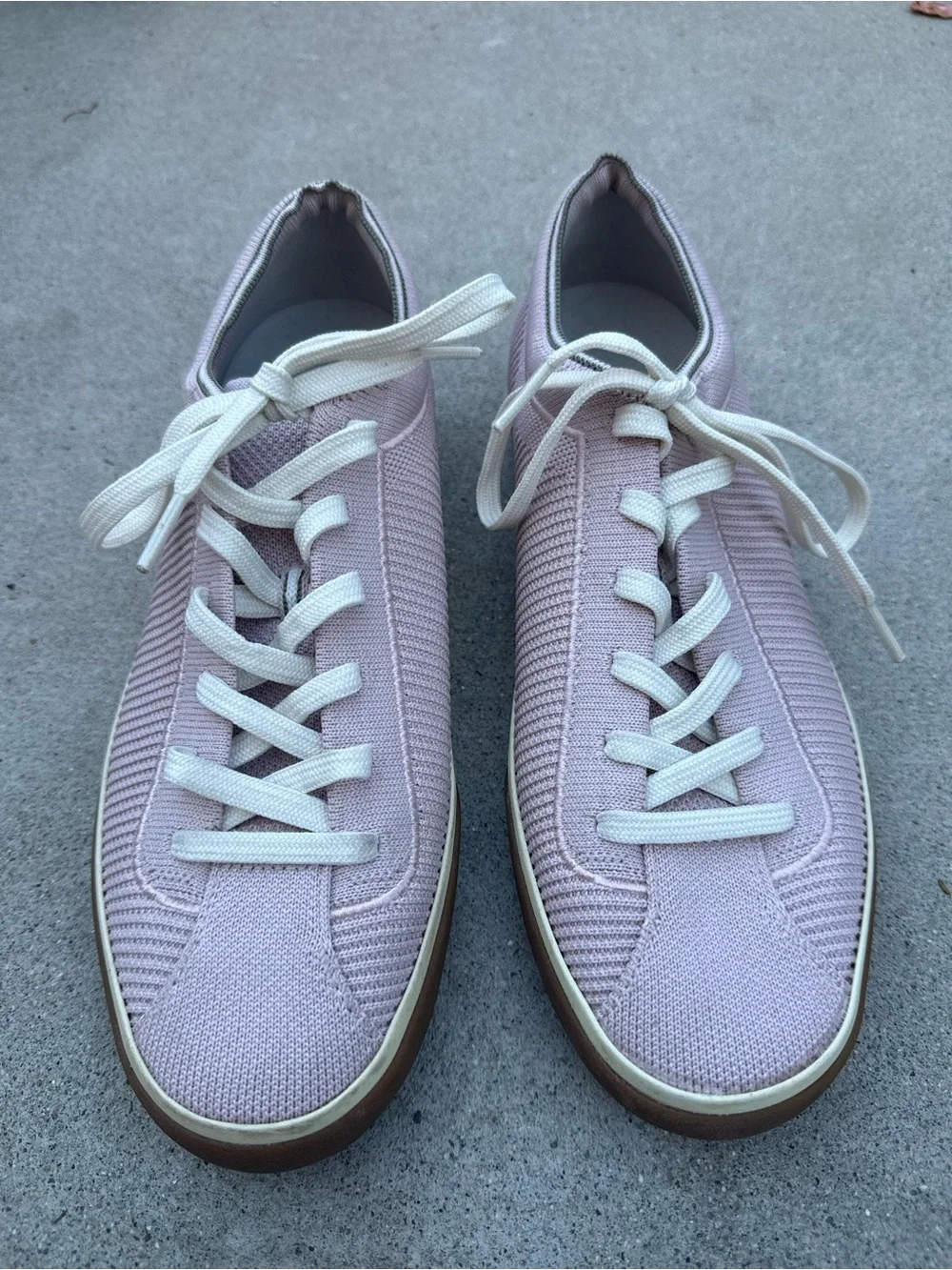 Rothy’s The Lace Up Sneaker in Light Pink Knit Streetwear Comfort Size Women’s 9